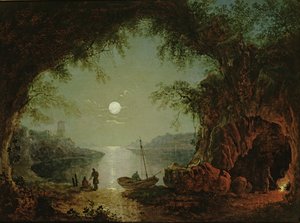 Una cala iluminada por la luna